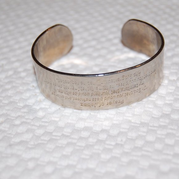 Silver Tone Prayer of Jabez Cuff Bracelet 6" - Picture 6 of 11